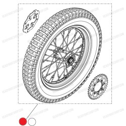 Cjto. Rueda trasera ONE-R (Buje blanco, Llanta no mecanizada, adhesivo ONE-R 2023, neumático Dunlop, corona 40z)