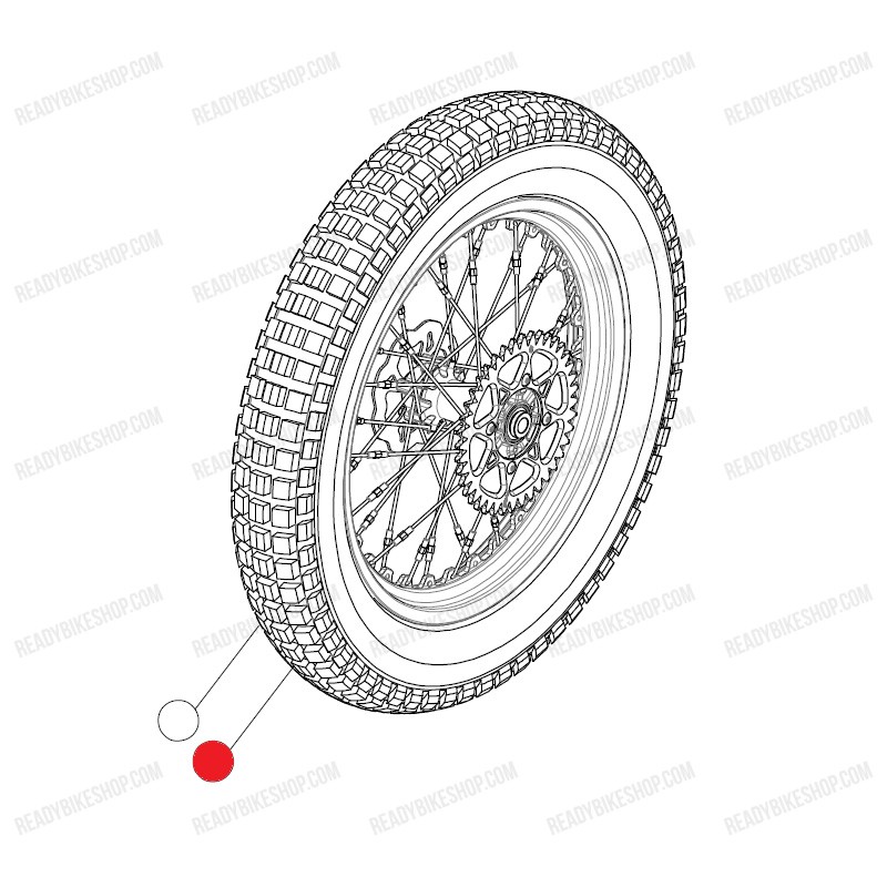 Cjto. Rueda trasera (Llanta negra aligerada, buje blanco, neumático Michelin, adhesivos llanta RR 2022, corona 40z, disco freno)